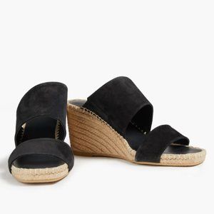 VINCE Garlin Black Suede Espadrille Wedge Sandals 8